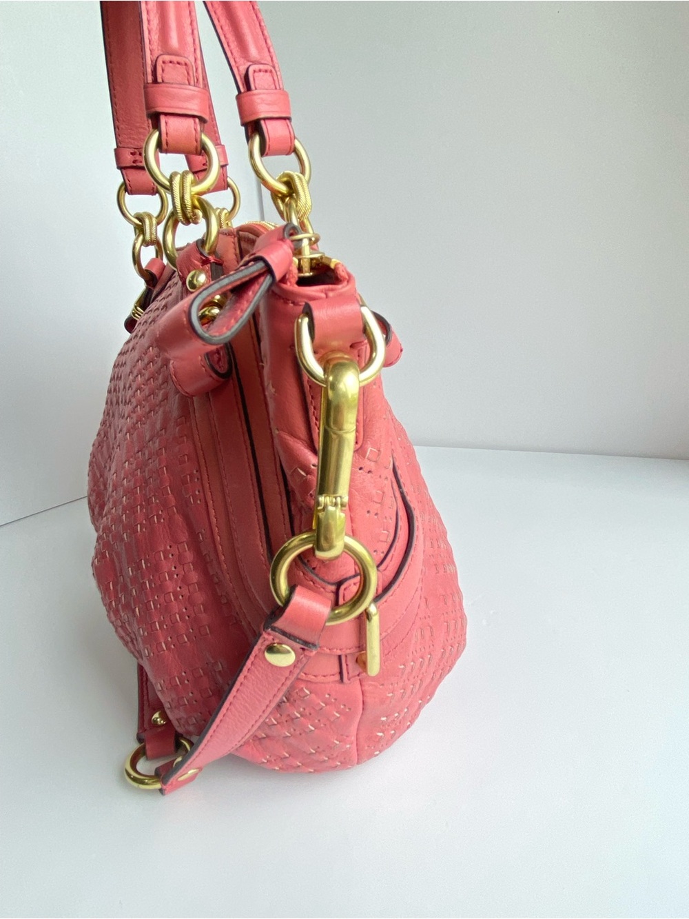Coach Madison Woven Leather Sophia Satchel in Rose Pink - Picture 9 of 14
